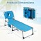Goplus Outdoor Beach Lounge Chair Folding Chaise Lounge with Pillow Blue/Beige